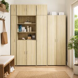 Sonoma Oak Slim Storage Cabinet for Cozy Spaces