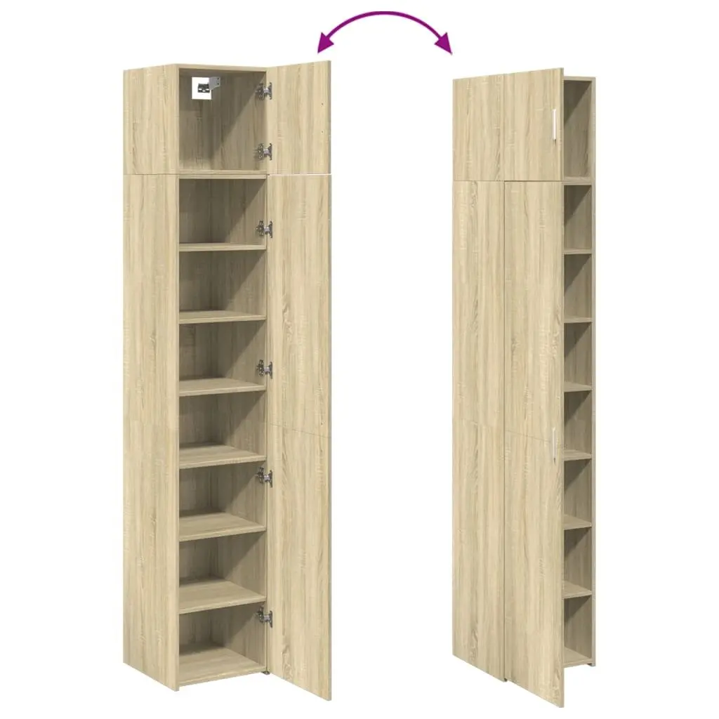 Slim Storage Cabinet Tall Engineered Wood Sonoma Oak Home Furniture Multipurpose