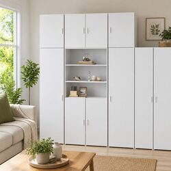 Elegant White Highboard Storage Cabinet 80x42.5x249cm