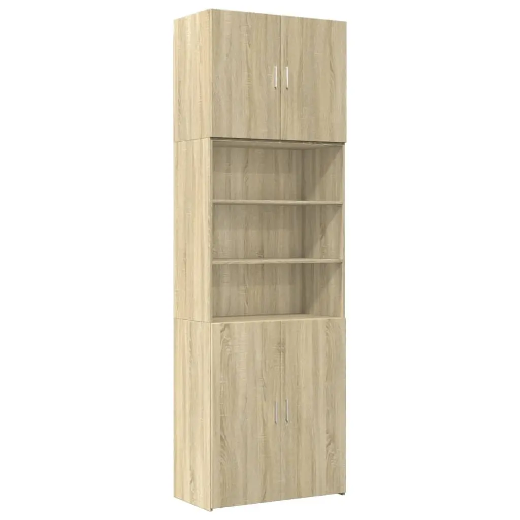 Storage Cabinet Highboard Brown Engineered Wood 80x42.5x249cm Multiple Compartments Living Room Bedroom
