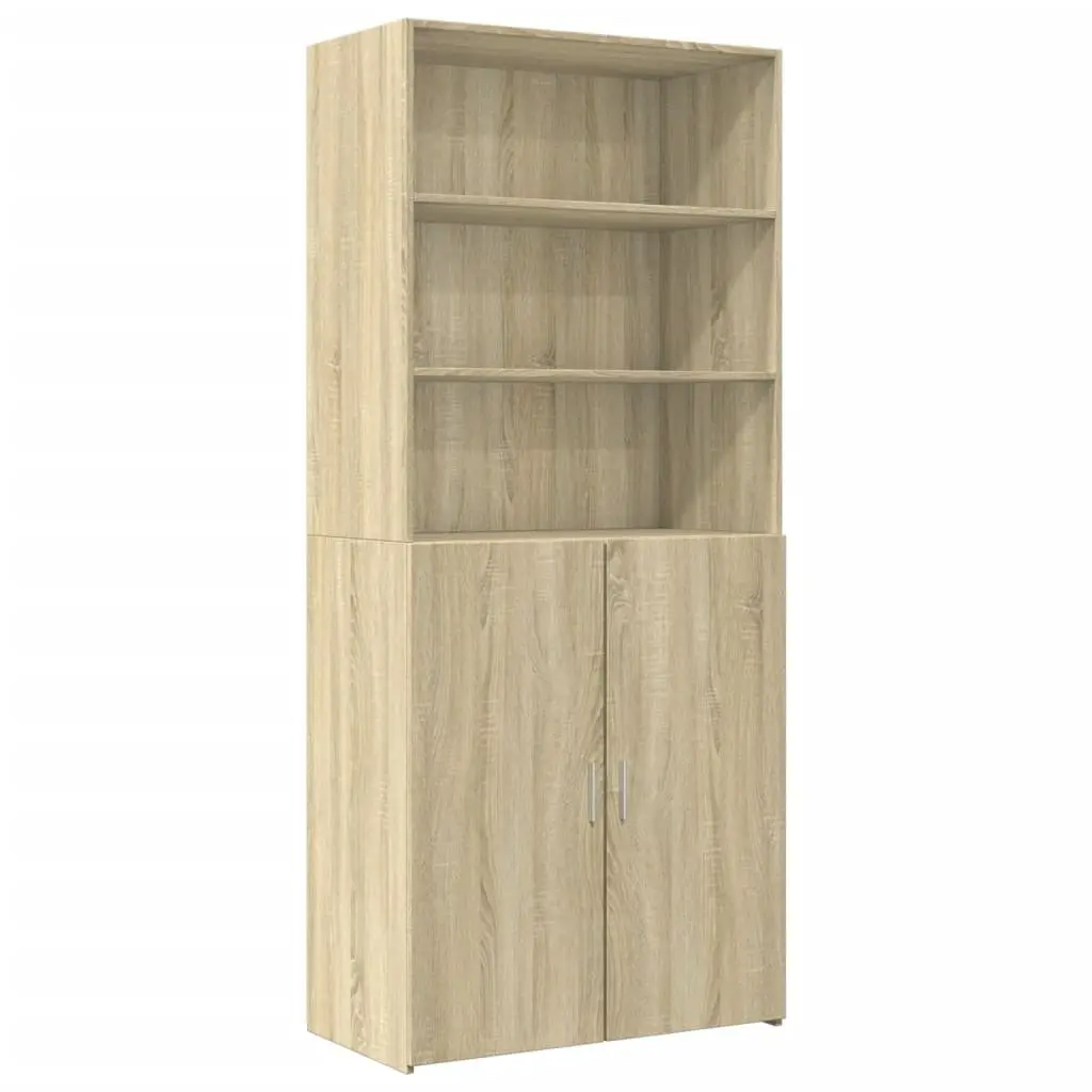 Storage Cabinet Highboard Brown Engineered Wood 80x42.5x249cm Multiple Compartments Living Room Bedroom