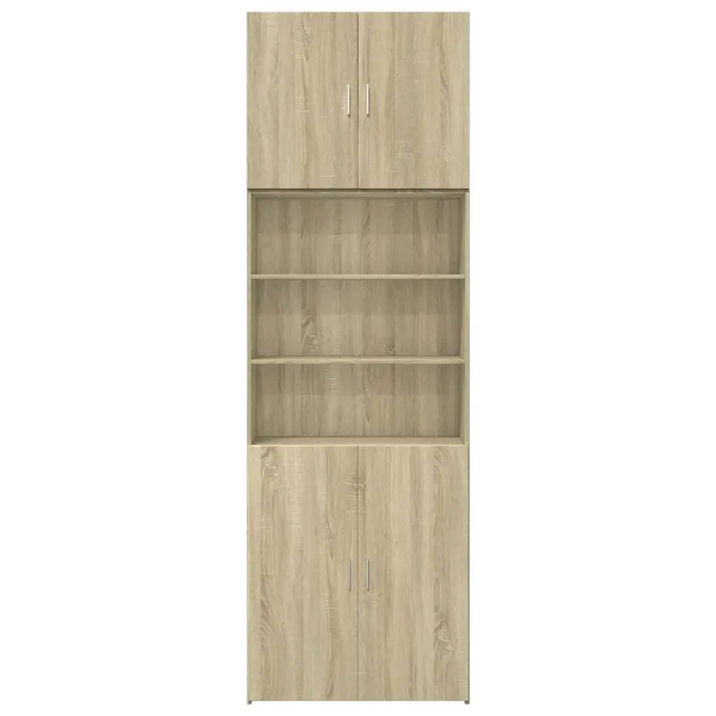 Storage Cabinet Highboard Brown Engineered Wood 80x42.5x249cm Multiple Compartments Living Room Bedroom