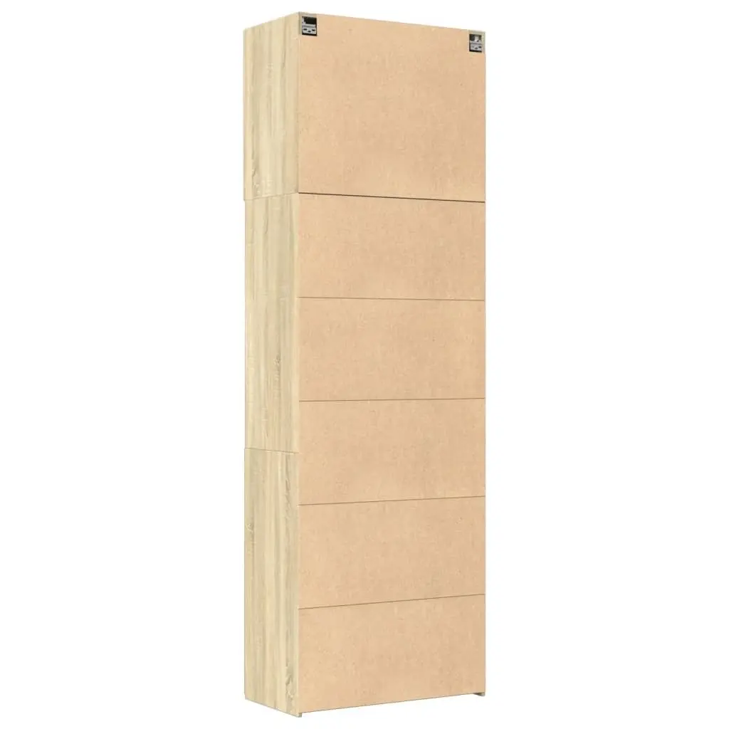 Storage Cabinet Highboard Brown Engineered Wood 80x42.5x249cm Multiple Compartments Living Room Bedroom
