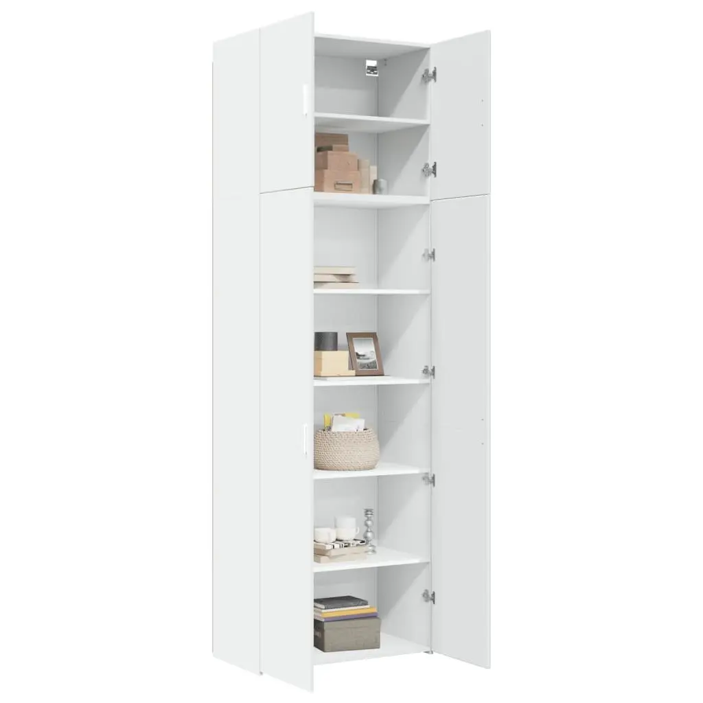 Highboard White Storage Cabinet 80x42.5x249cm Engineered Wood Sideboard Shelf