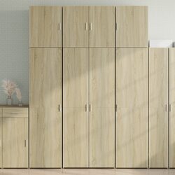 Highboard Storage Cabinet Brown Engineered Wood Sonoma Oak Shelves Doors
