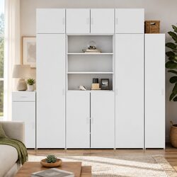 Elegant Highboard Storage Cabinet in White 80x42.5x185cm