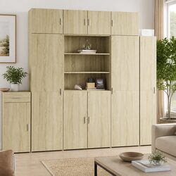 Brown Engineered Wood Highboard Storage Cabinet 80x42.5x185cm