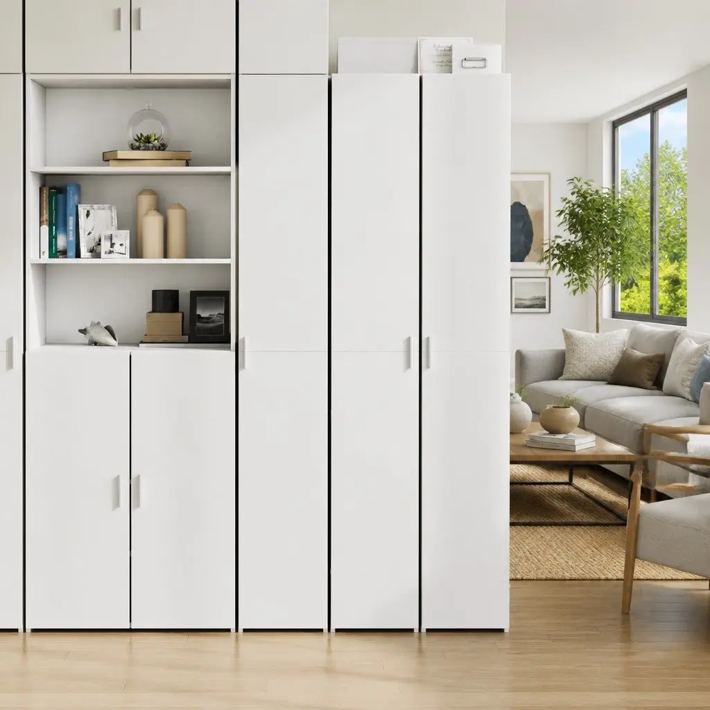 White Highboard Storage Cabinet 30x42.5x185cm