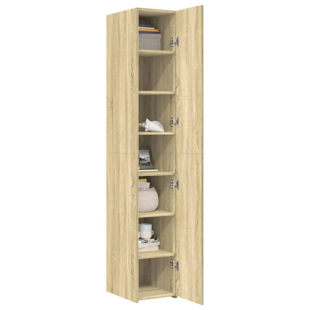 Storage Cabinet Highboard Brown Engineered Wood Multi Compartment 30x42.5x185cm