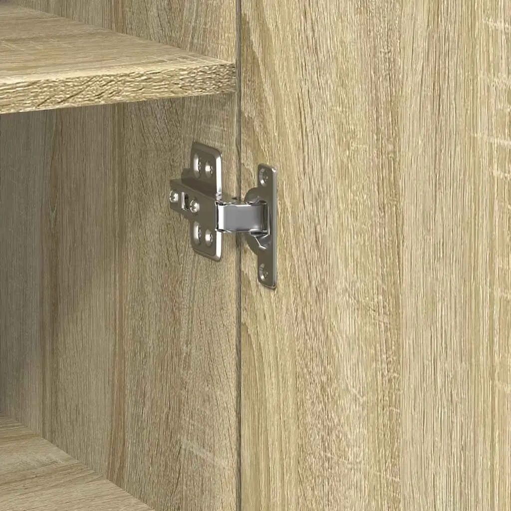 Storage Cabinet Highboard Brown Engineered Wood Multi Compartment 30x42.5x185cm
