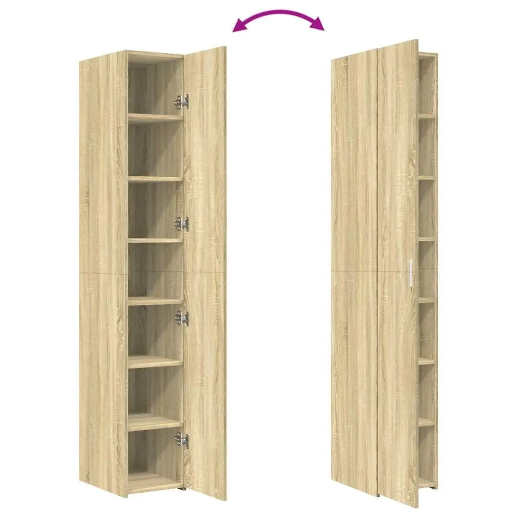 Storage Cabinet Highboard Brown Engineered Wood Multi Compartment 30x42.5x185cm