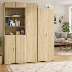 Elegant Brown Engineered Wood Highboard Storage Cabinet