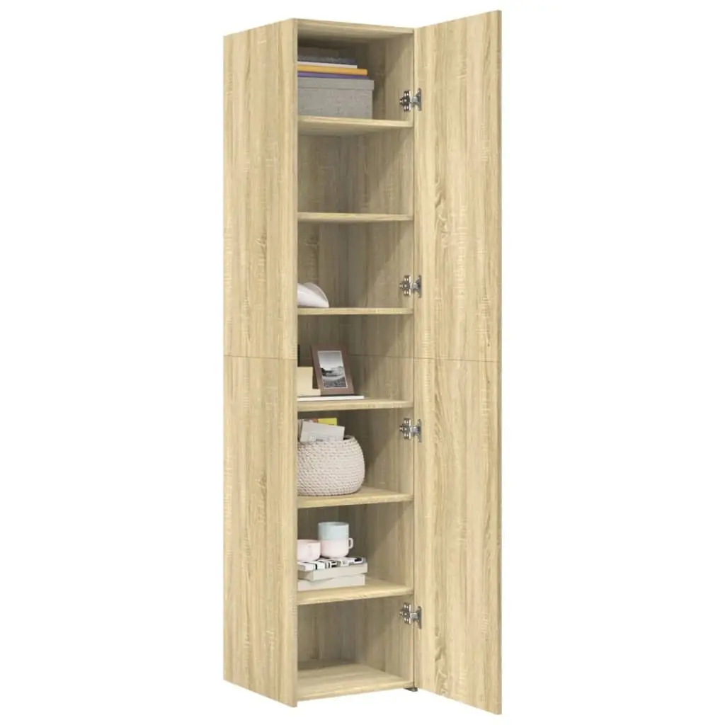 Engineered Wood Highboard Cabinet Brown 40x42.5x185cm Storage Unit for Bedroom Living Room