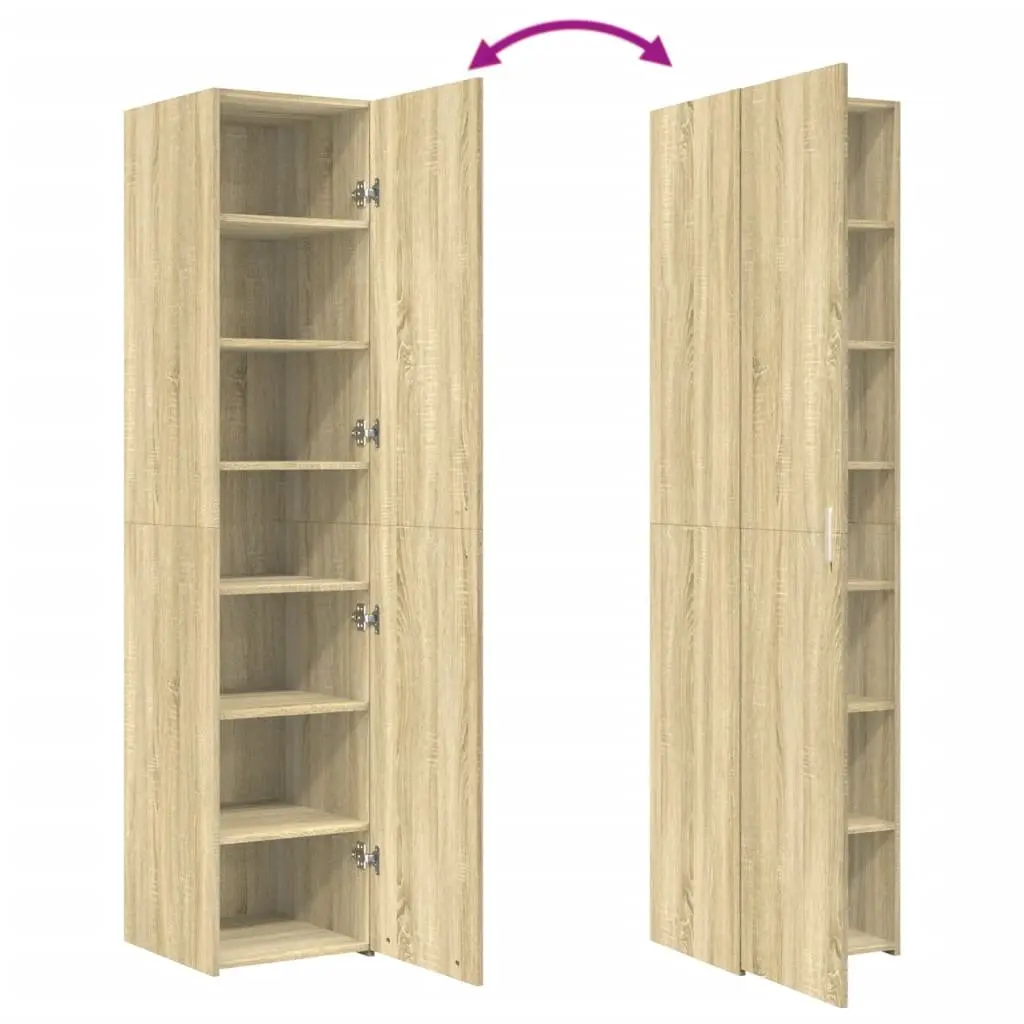 Engineered Wood Highboard Cabinet Brown 40x42.5x185cm Storage Unit for Bedroom Living Room