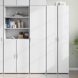 White Highboard Storage Cabinet 45x42.5x185cm Engineered Wood Sideboard Bedroom
