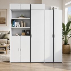 Elegant White Highboard Storage Cabinet 50x42.5x185cm