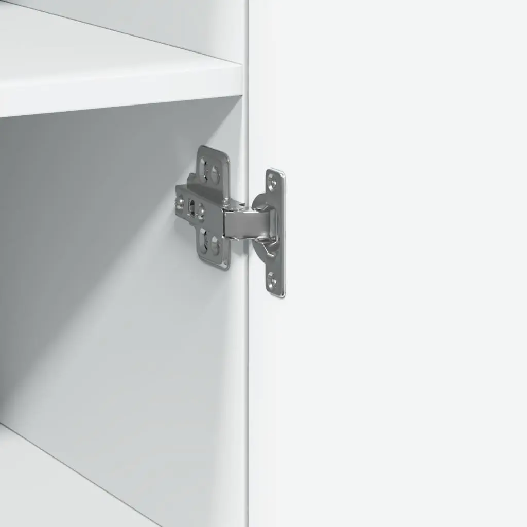 Engineered Wood Storage Cabinet White 50x42.5x185cm Highboard with Doors and Compartments