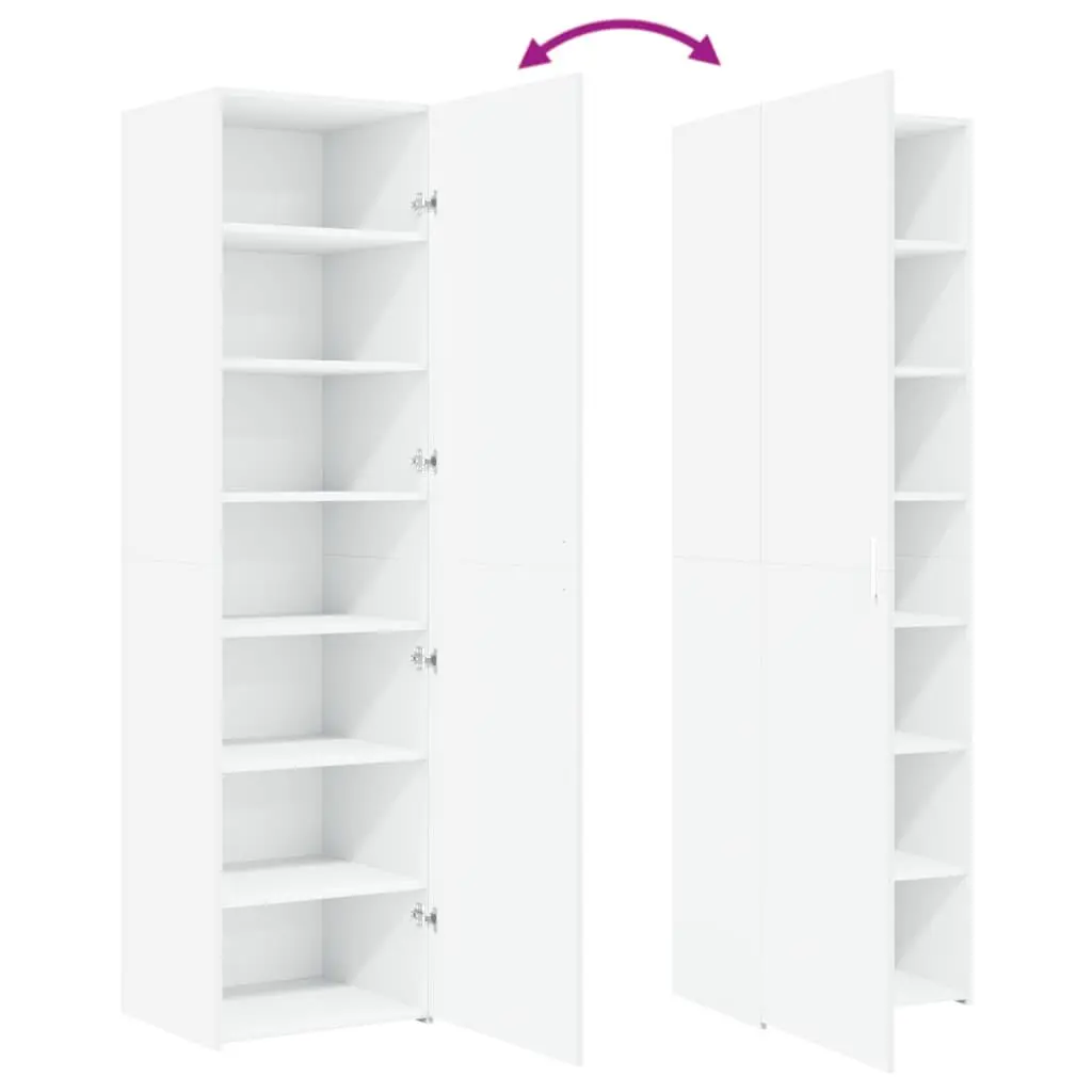 Engineered Wood Storage Cabinet White 50x42.5x185cm Highboard with Doors and Compartments