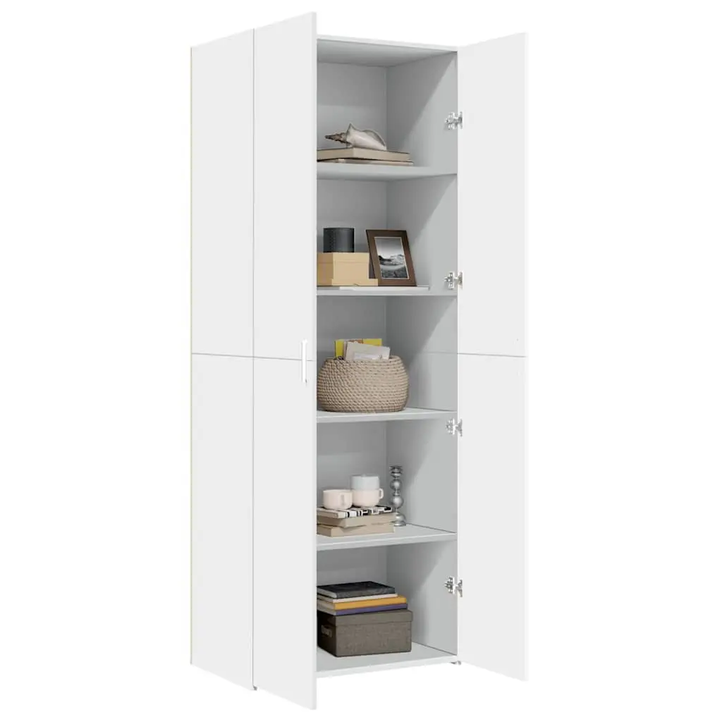 White Highboard Storage Cabinet 70x42.5x185cm Engineered Wood Bedroom Living