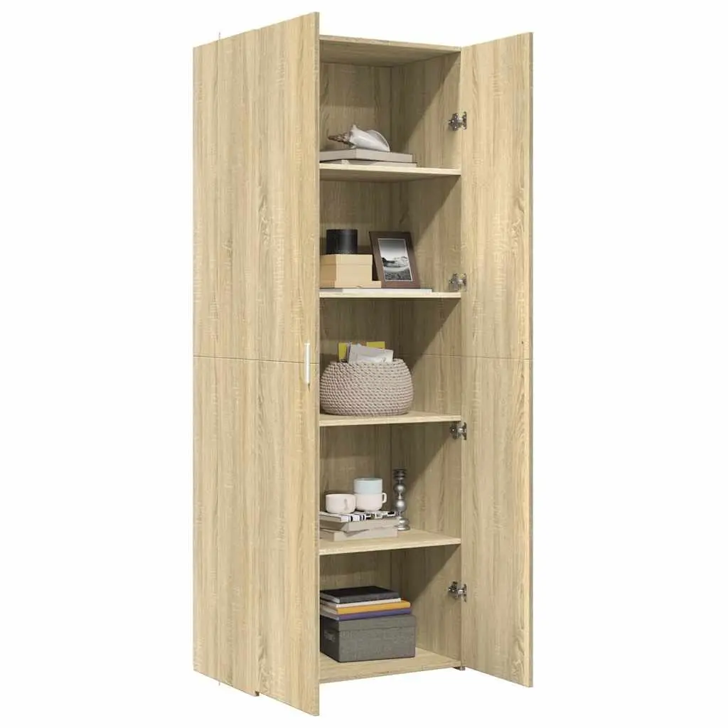 Highboard Storage Cabinet Brown Engineered Wood Sideboard Bedroom Living Room