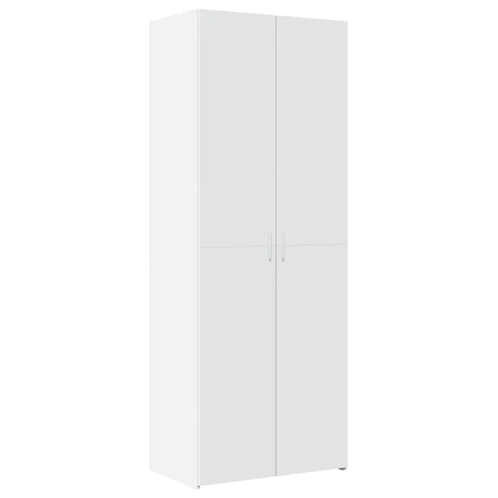White Highboard Storage Cabinet Engineered Wood 70 x 42.5 x 185 cm Bedroom Living Room Sideboard