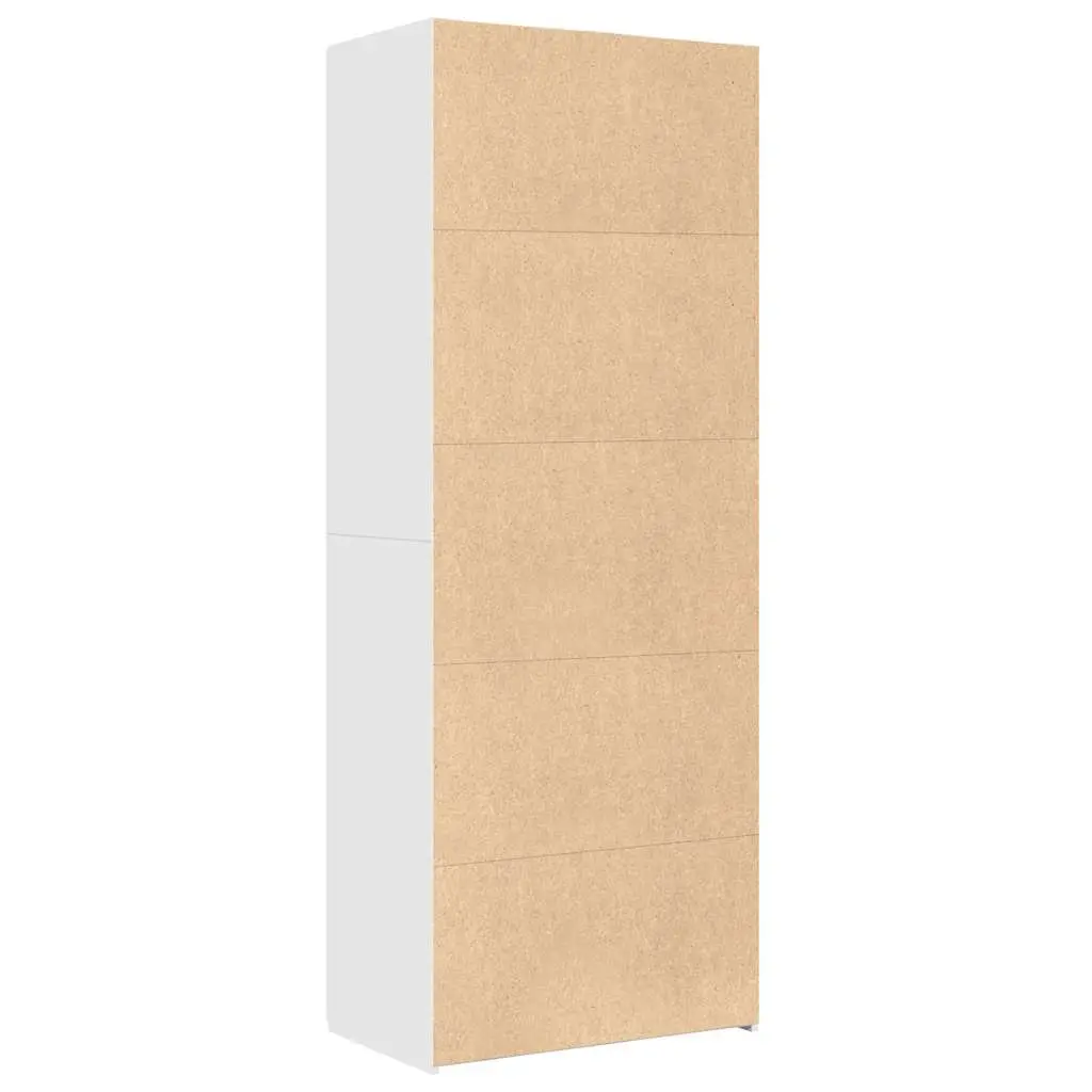 White Highboard Storage Cabinet Engineered Wood 70 x 42.5 x 185 cm Bedroom Living Room Sideboard
