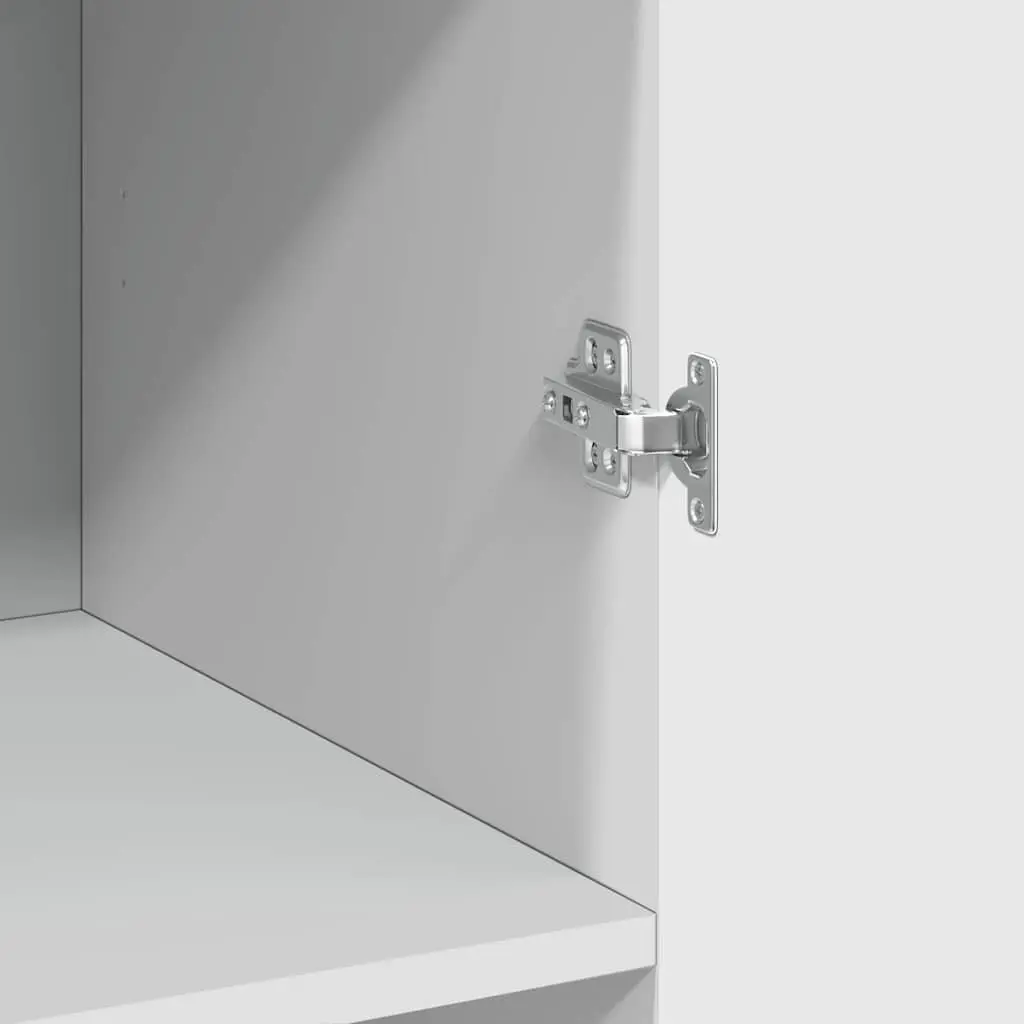 White Highboard Storage Cabinet Engineered Wood 70 x 42.5 x 185 cm Bedroom Living Room Sideboard