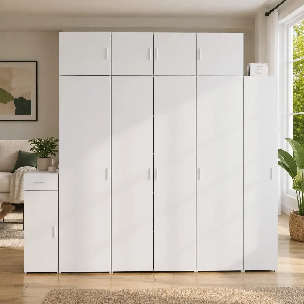 Highboard Storage Cabinet White Engineered Wood 80 x 42.5 x 185 cm