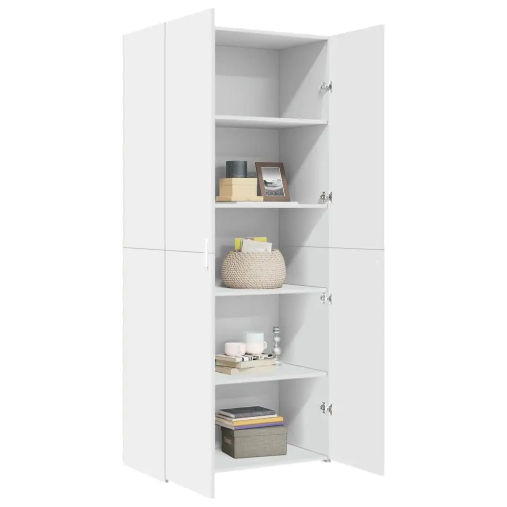 Highboard Storage Cabinet White Engineered Wood 80 x 42.5 x 185 cm