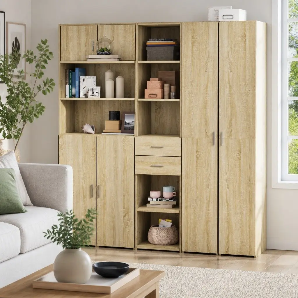 Highboard Sonoma Oak 40x42.5x185cm Engineered Wood Storage Cabinet
