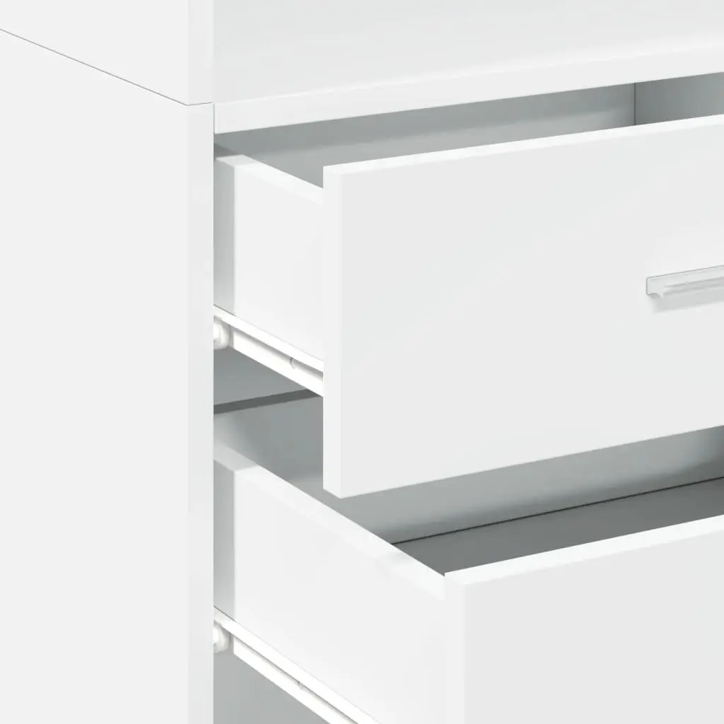Highboard Storage Cabinet White Modern Engineered Wood 45 x 42.5 x 185 cm
