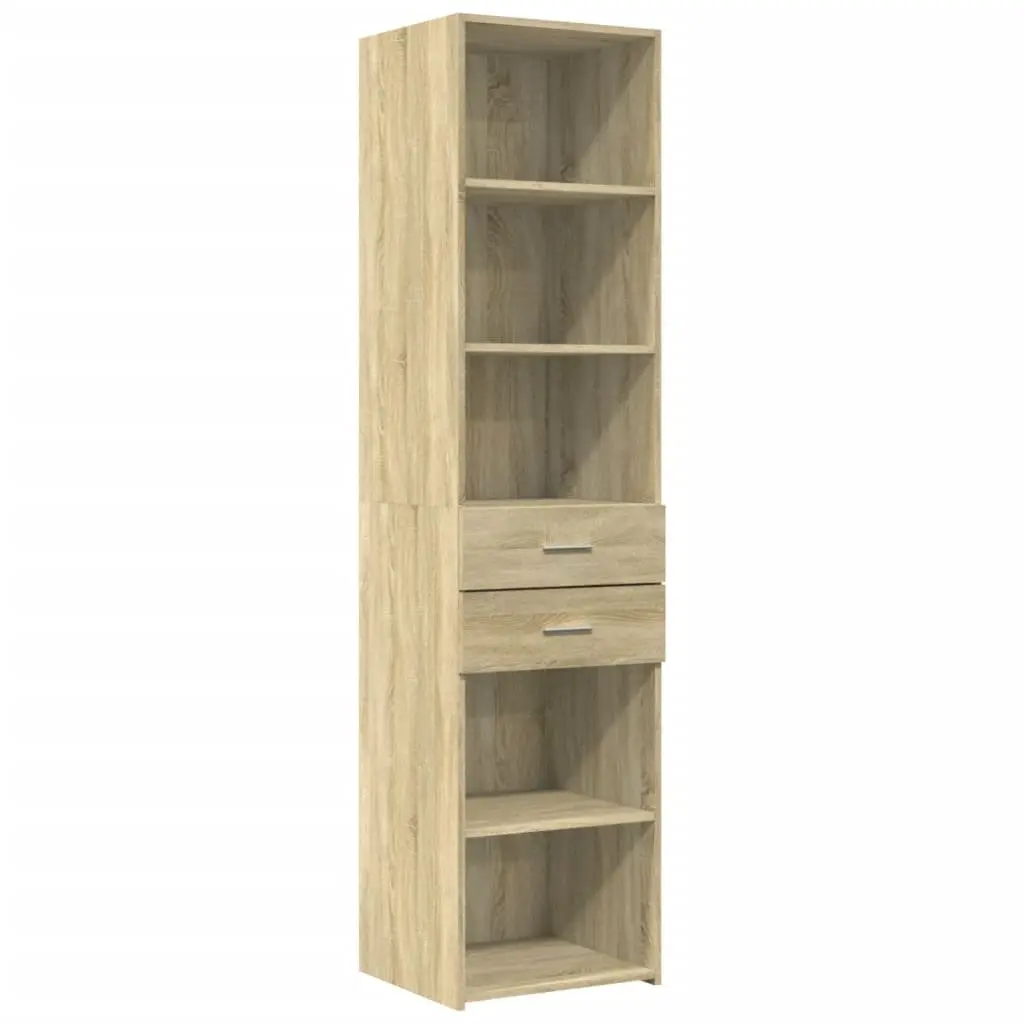 Brown Engineered Wood Highboard Storage Cabinet 45x42.5x185cm