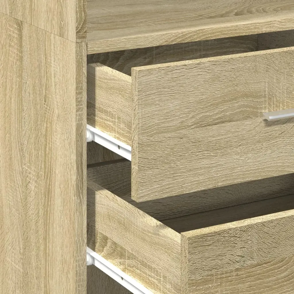 Brown Engineered Wood Highboard Storage Cabinet 45x42.5x185cm