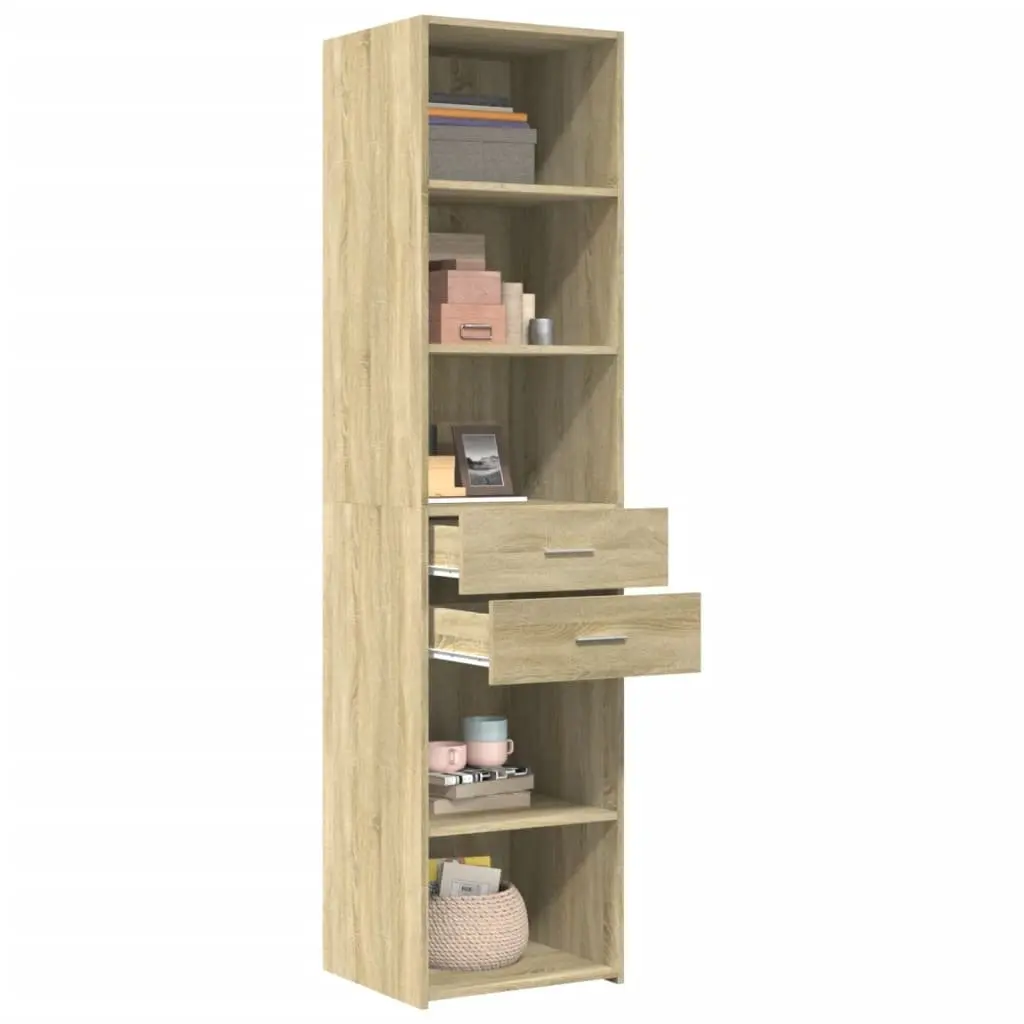 Brown Engineered Wood Highboard Storage Cabinet 45x42.5x185cm