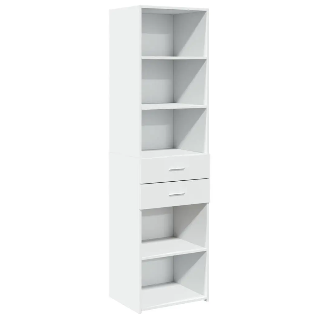 White Engineered Wood Highboard Storage Cabinet
