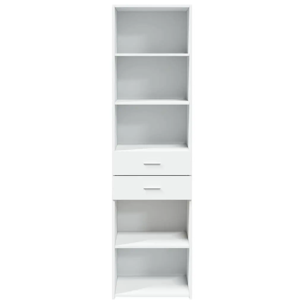 White Engineered Wood Highboard Storage Cabinet