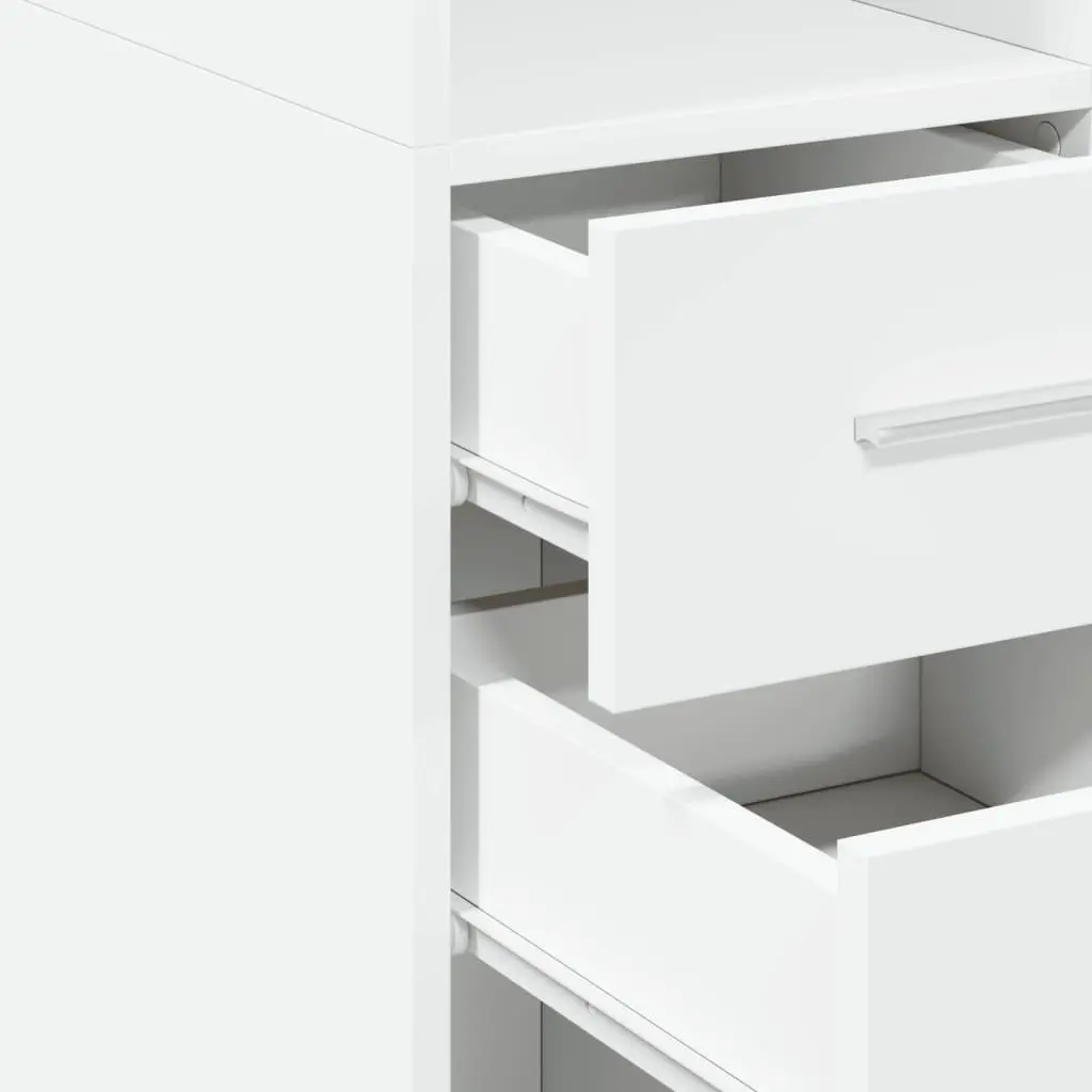 White Engineered Wood Highboard Storage Cabinet