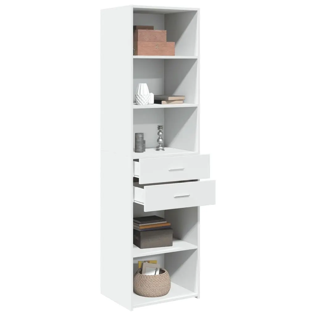 White Engineered Wood Highboard Storage Cabinet