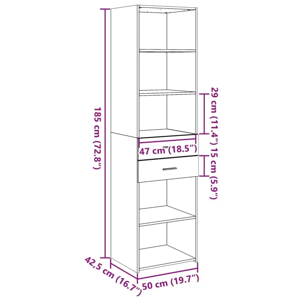 White Engineered Wood Highboard Storage Cabinet