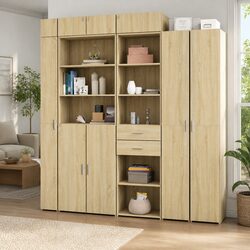 Elegant Highboard Storage Cabinet in Brown Engineered Wood