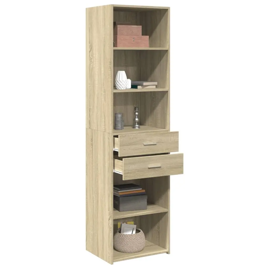 Highboard Storage Cabinet in Brown Engineered Wood