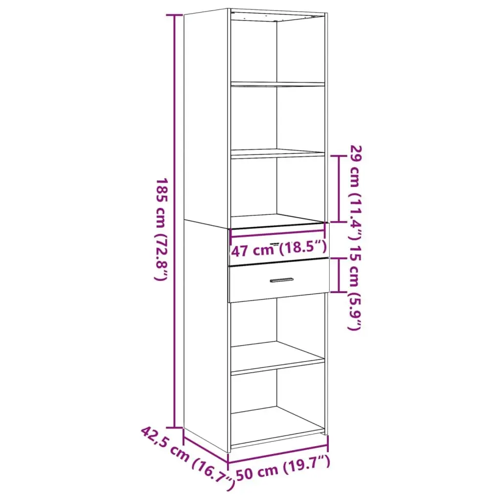Highboard Storage Cabinet in Brown Engineered Wood