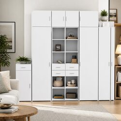 Elegant White Highboard Storage Cabinet 70x42.5x185 cm