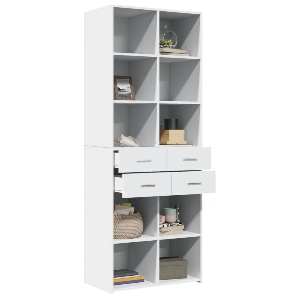 Highboard White 70x42.5x185 cm Engineered Wood Storage Cabinet