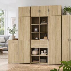 Elegant Brown Highboard Sideboard Storage Cabinet
