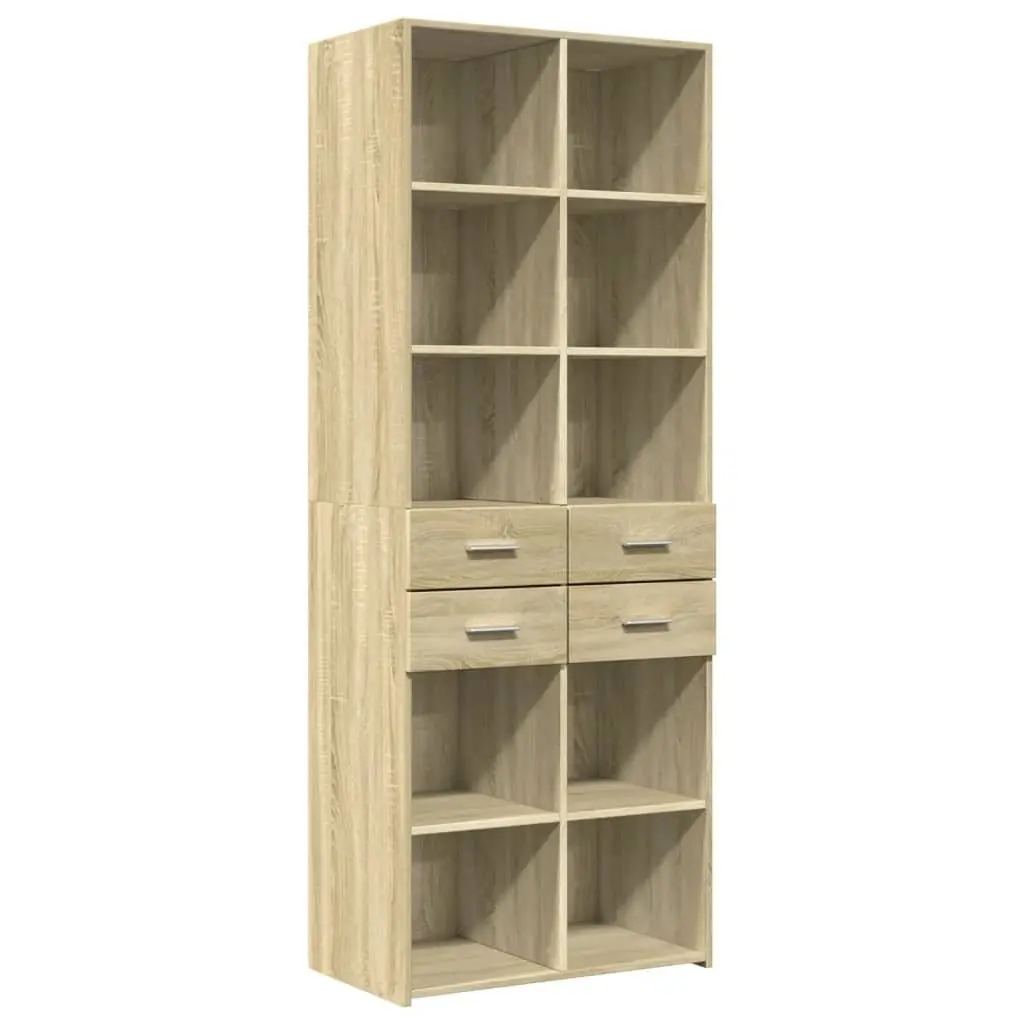 Highboard Storage Cabinet Brown 70x42.5x185cm Engineered Wood Modern