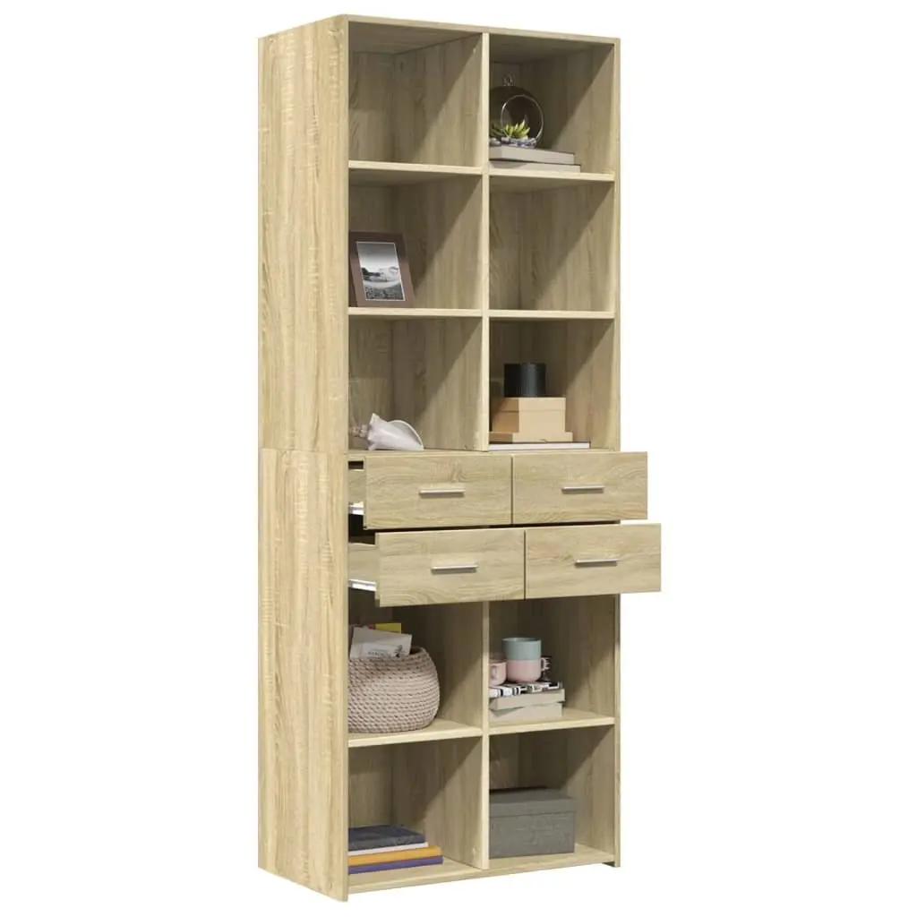 Highboard Storage Cabinet Brown 70x42.5x185cm Engineered Wood Modern
