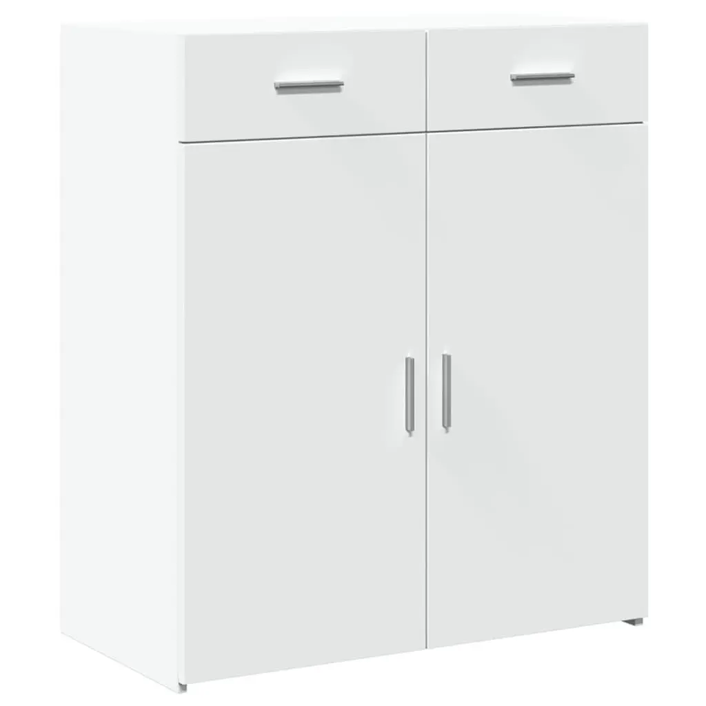 Sideboard Cabinet White 80x42.5x93cm Engineered Wood Storage Furniture with Drawers and Doors