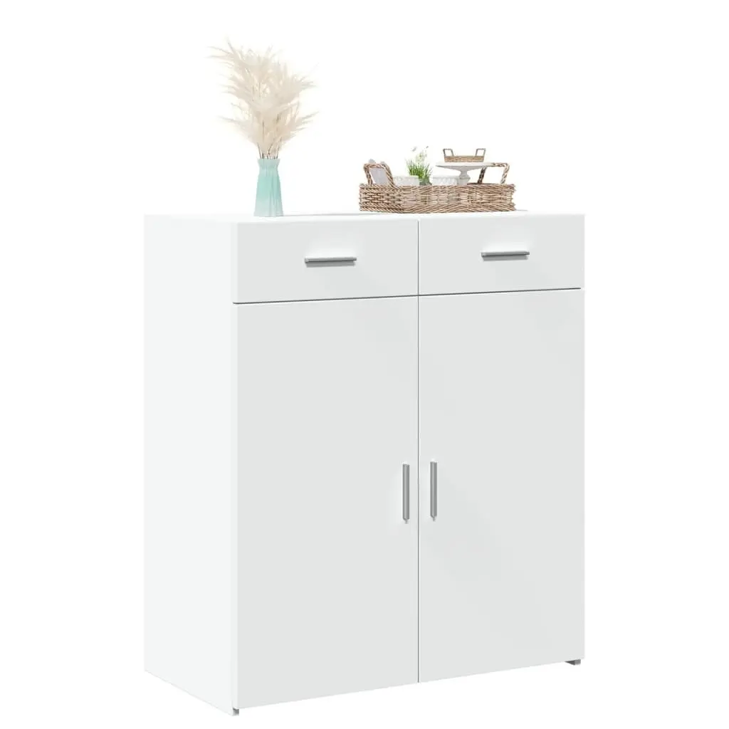 Sideboard Cabinet White 80x42.5x93cm Engineered Wood Storage Furniture with Drawers and Doors