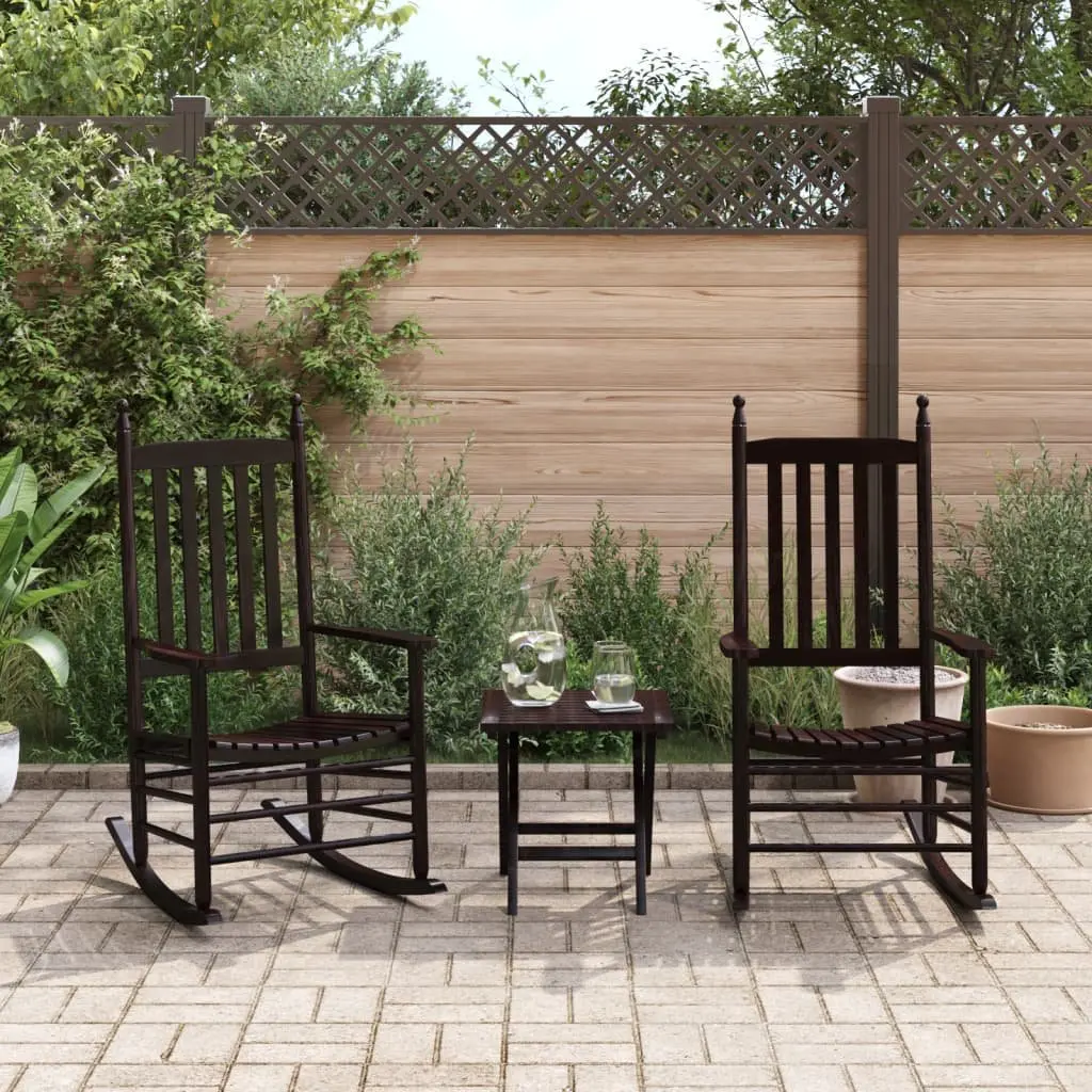 Rocking Chairs Brown Solid Wood Poplar Curved Seat High Back Armrest 2 Piece